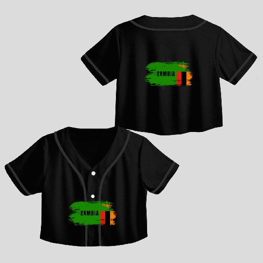 Zambia Vintage Flag Crop Top Baseball Jerseys