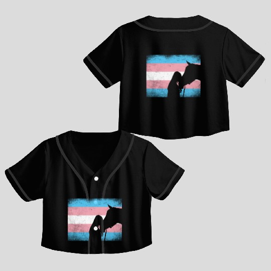 Transgender Pride Horse Rainbow LGBTQ Trans Flag Crop Top Baseball Jerseys