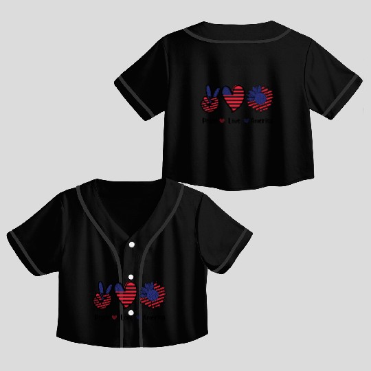 Peace Love America 4th July Gift Crop Top Baseball Jerseys Design