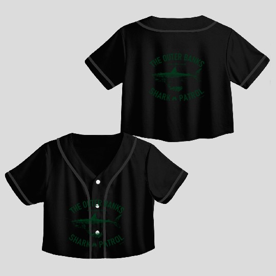 OBX Shark Patrol OBX Vintage Dark Green Crop Top Baseball Jerseys