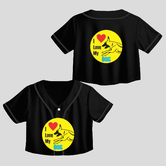 i love dog | best design | new best design |popula Crop Top Baseball Jerseys