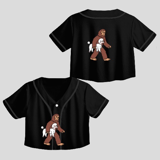 Bigfoot Sasquatch Walking Poodle Crop Top Baseball Jerseys