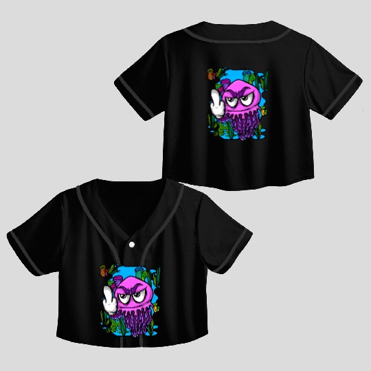 Jelly Fish Middle Finger Jellyfish Crop Top Baseball Jerseys