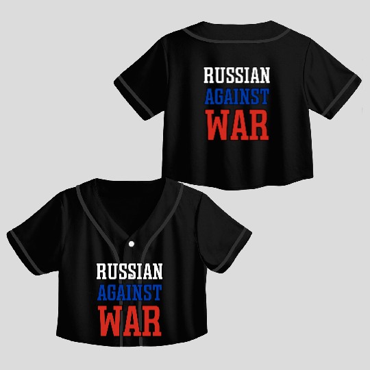Russian Against war outline Crop Top Baseball Jerseys