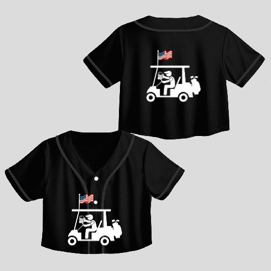 Patriotic Golf Cart American Flag USA Crop Top Baseball Jerseys