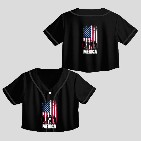 MERICA Independence Day USA 4th of July gift Crop Top Baseball Jerseys