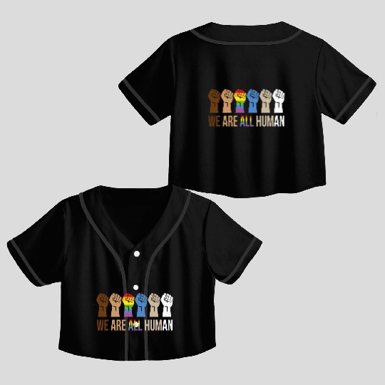 We Are All Human Pride Month For Lesbian and Gays Crop Top Baseball Jerseys