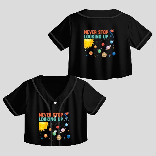 Telescope Solar System Planets Astronomer Crop Top Baseball Jerseys