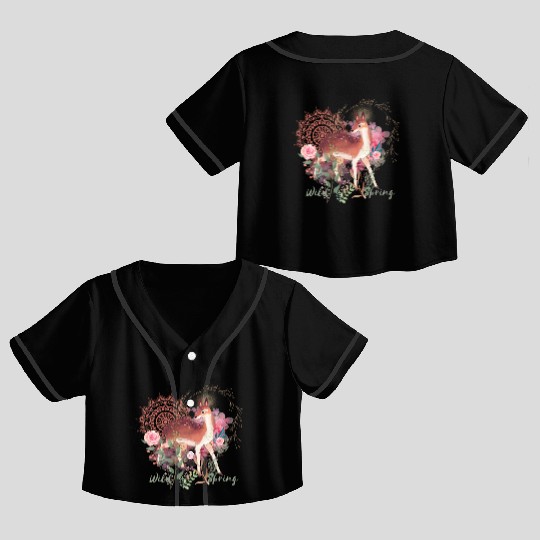 Sweet Deer In Wild Spring - 8 Crop Top Baseball Jerseys