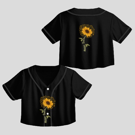 Sunflower Music Teacher Musician Gardening Crop Top Baseball Jerseys