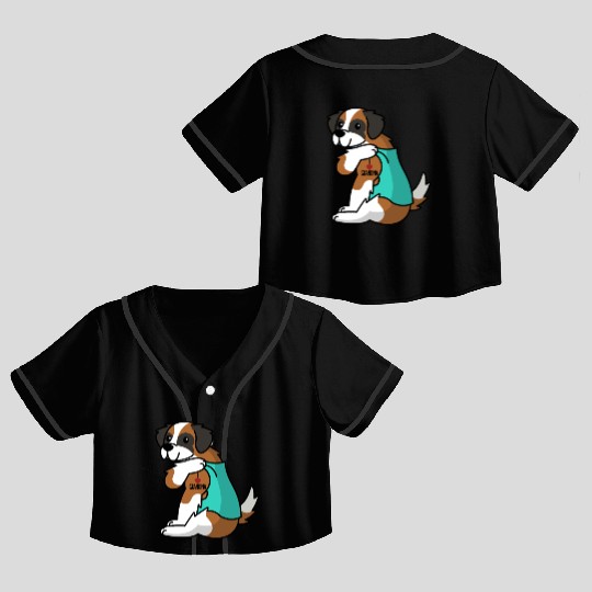 Saint Bernard I Love Grandma Crop Top Baseball Jerseys