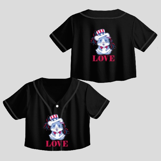 Love America American Pig Guinea USA 4th Of July Crop Top Baseball Jerseys