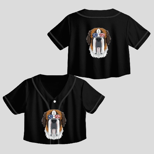 Saint Bernard USA Sunglasses I American Flag Crop Top Baseball Jerseys