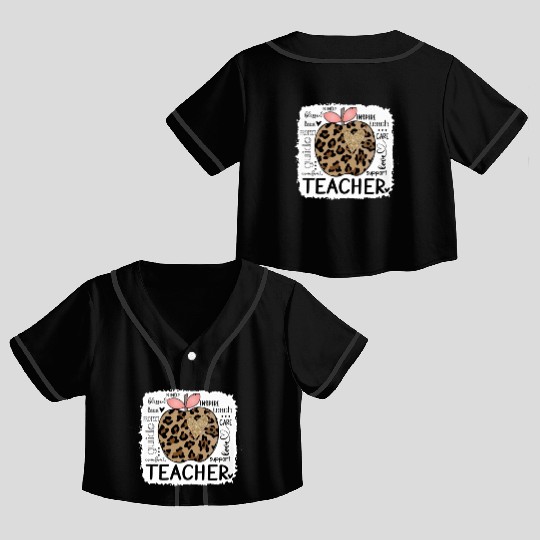 Leopard Apple Teacher Life Back To School 2022 Crop Top Baseball Jerseys