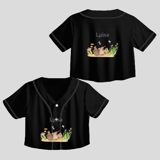 Forest Animal Bear Flowers Name David Crop Top Baseball Jerseys