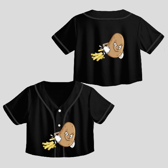 French Fries Potato Fries Crop Top Baseball Jerseys