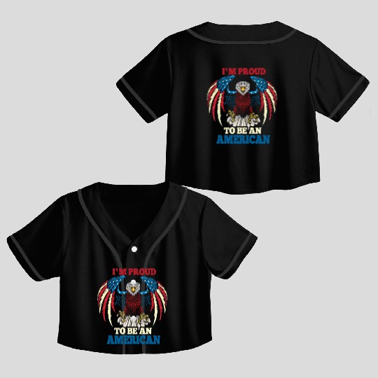 America Proud To Be American Flag 4th Of July Crop Top Baseball Jerseys