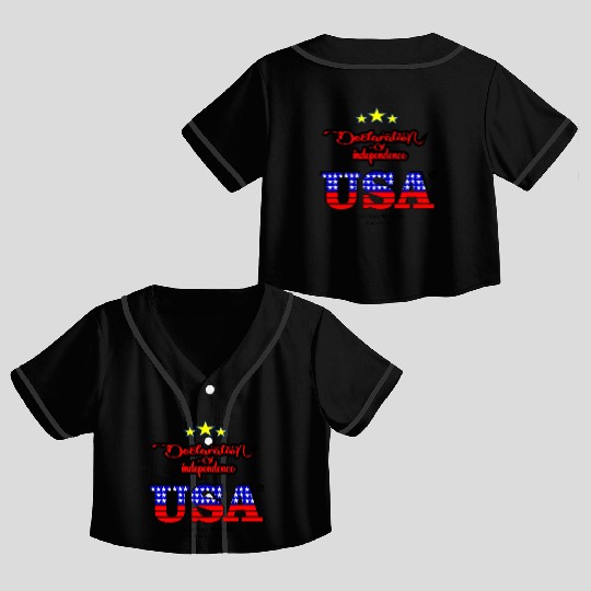 Declaration of Independence 1776- Independence Day Crop Top Baseball Jerseys