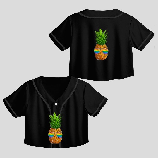 Funny Pineapple LGBT Rainbow Gay Pride Crop Top Baseball Jerseys