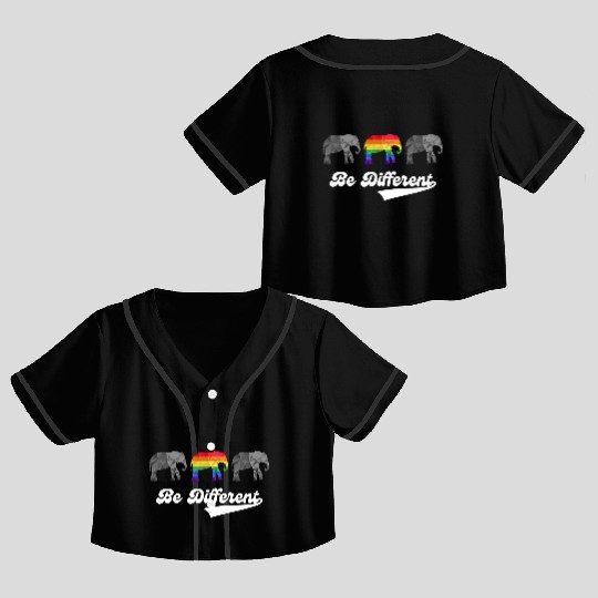 Elephant LGBTQ Rainbow Flag Gay Pride Colorful Crop Top Baseball Jerseys