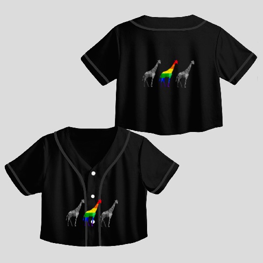 Giraffe LGBTQ Gay Pride Rainbow Flag Crop Top Baseball Jerseys