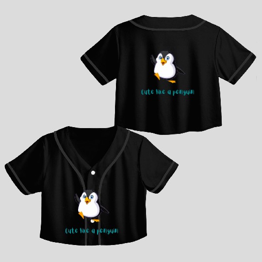 CUTE PENQUIN Crop Top Baseball Jerseys
