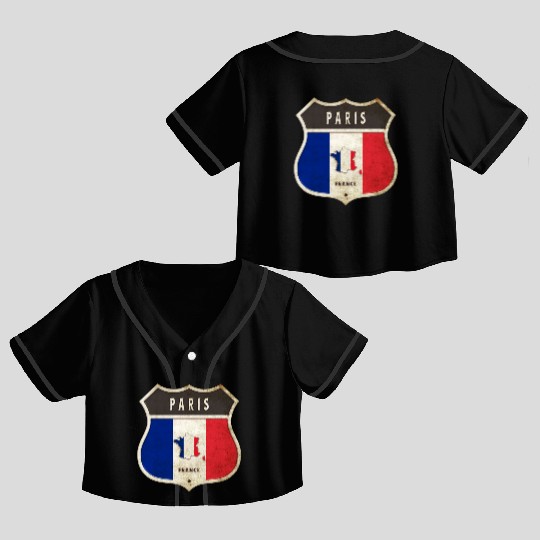 Paris France coat of arms flags design Crop Top Baseball Jerseys