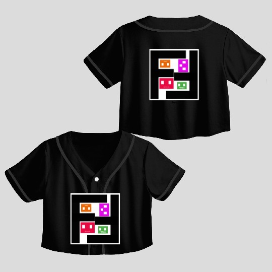 Geometric Cubes In Game - multi-sided cubes Crop Top Baseball Jerseys