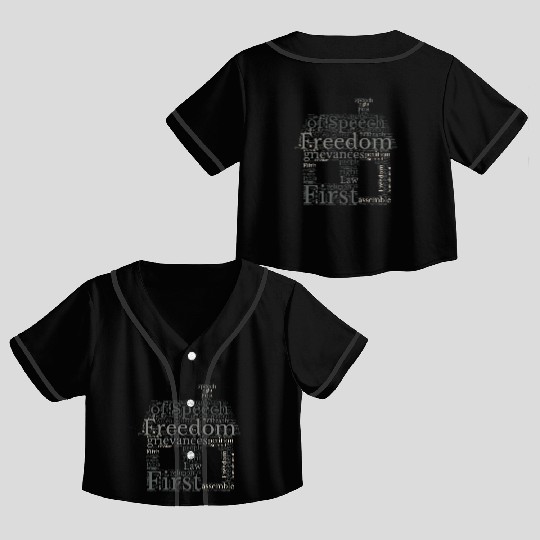 Freedom Of Speech - Wordcloud Crop Top Baseball Jerseys
