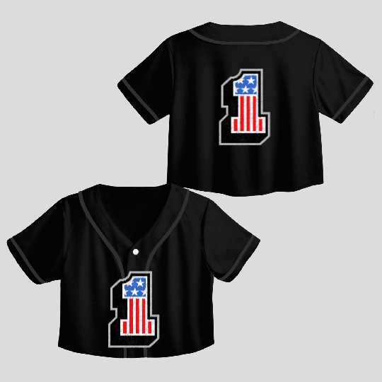 USA Stars Stripes Number One Patriotic Crop Top Baseball Jerseys