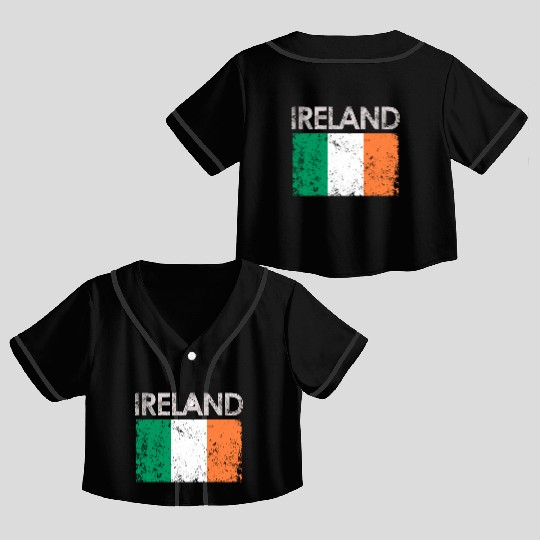 Vintage Ireland Irish Flag Pride Crop Top Baseball Jerseys