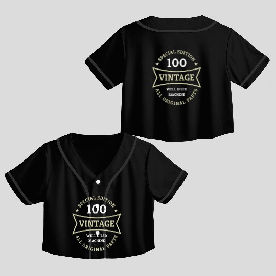 100 Year Old Born 1923 Vintage 100th Birthday Gift Crop Top Baseball Jerseys