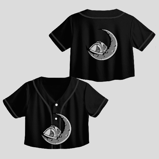 moon camping tent universe Crop Top Baseball Jerseys