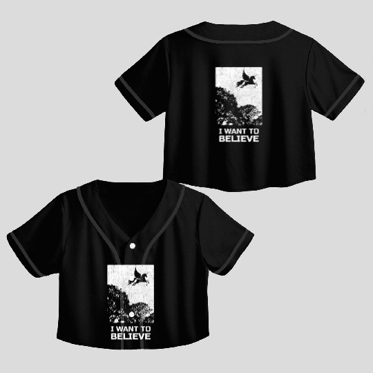 Unicorn "I Want To Believe" UAP Outfit Alien Ufo Crop Top Baseball Jerseys