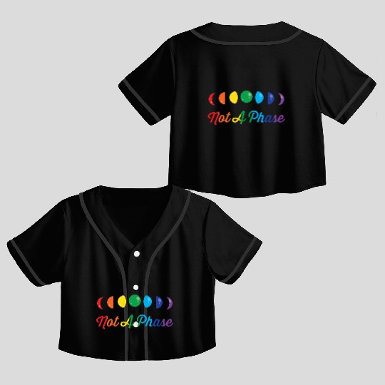 LGBT Not A Phase Funny Rainbow Moon Phase Gift Crop Top Baseball Jerseys