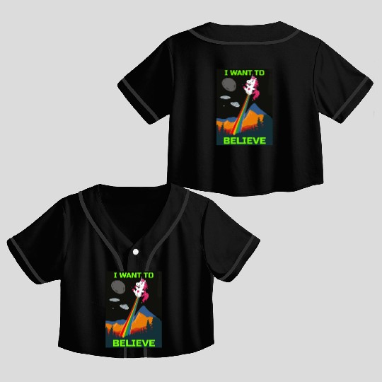 Unicorn "I Want To Believe" UAP Outfit Alien Ufo Crop Top Baseball Jerseys