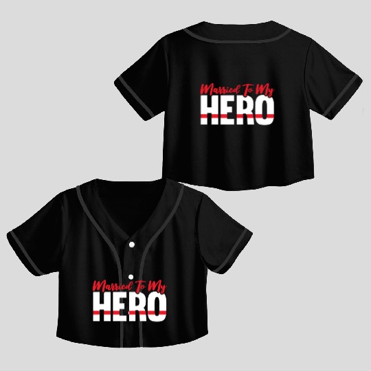 Firefighter Fireman Thin Red Line Crop Top Baseball Jerseys