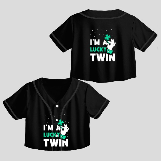I'm A Lucky Twin St. Patricks Day Ireland Irish Crop Top Baseball Jerseys