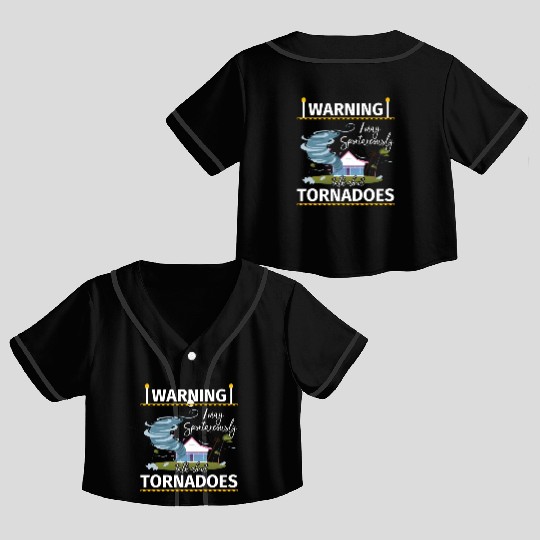 Warning Tornadoes Tornado Storm Chaser Crop Top Baseball Jerseys