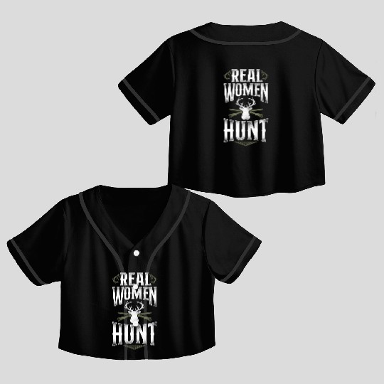 Buck Deer Hunting Hunter Girl Crop Top Baseball Jerseys