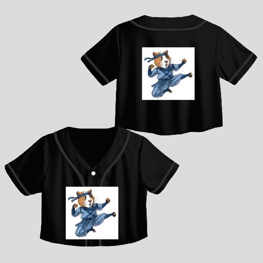 Guinea Pig Ninja Crop Top Baseball Jerseys