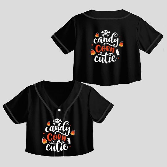 Candy Corn Cutie Halloween Holiday Scary Crop Top Baseball Jerseys