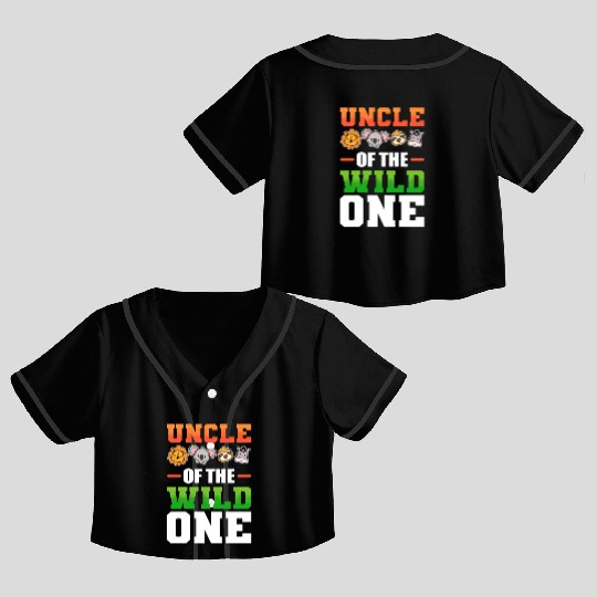 Uncle of the Wild One Nephew Niece Crop Top Baseball Jerseys