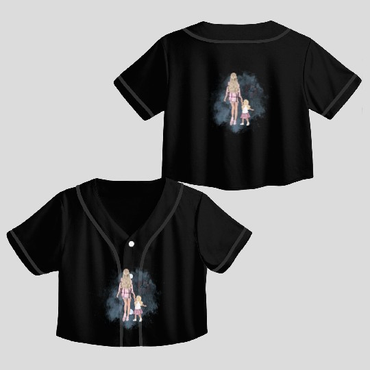 mother and daughter with love Crop Top Baseball Jerseys