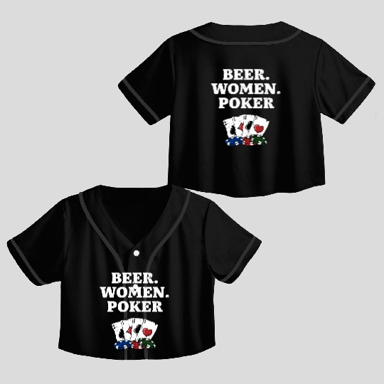 Beer Women Poker Casino Gambler Gambling Bettor Crop Top Baseball Jerseys