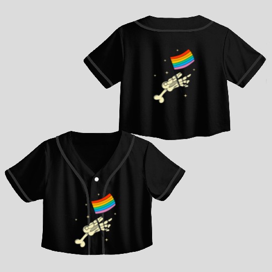 Lgbtq Hand Rainbow Flag Queer Pride Crop Top Baseball Jerseys