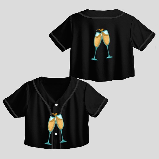 Champagne Glasses / Cheers Crop Top Baseball Jerseys