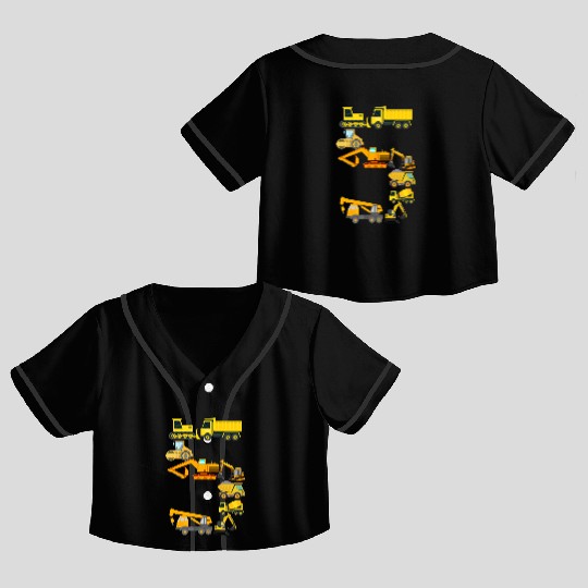 Construction Vehicles Trucks For 5 Five Year Old Crop Top Baseball Jerseys