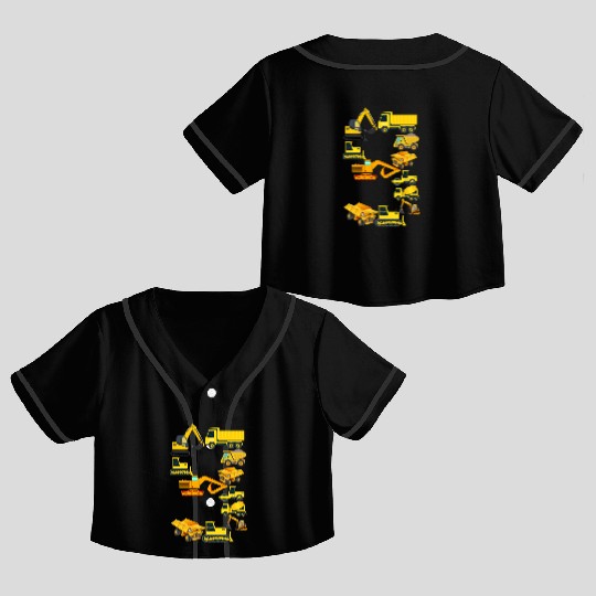 Construction Vehicles Trucks For 9 Year Old Boys Crop Top Baseball Jerseys