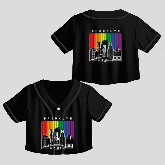 Brooklyn New York Skyline Rainbow Flag Crop Top Baseball Jerseys